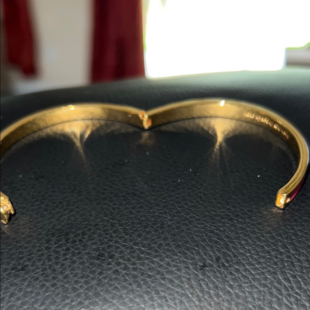 Vintage Kate Gold & Coral Thin Enamel Bangle Bracelet - Picture 4 of 6